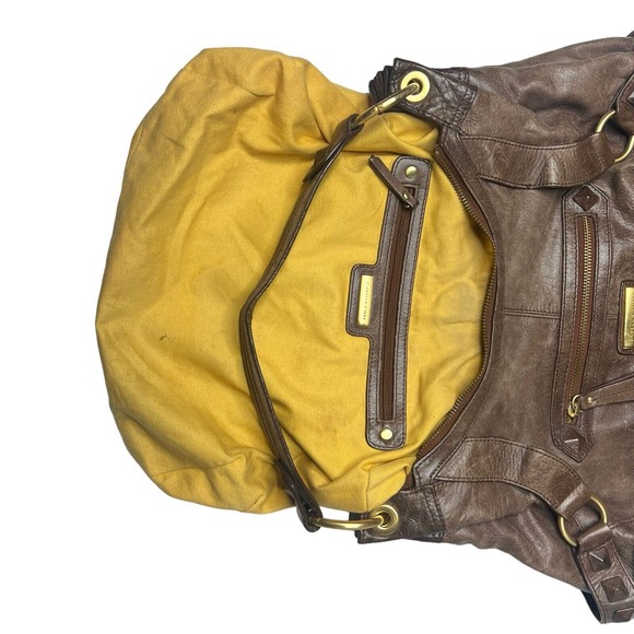 ISABELLA FIORE Women Brown Leather Gold hardware studded Boho shoulder bag Purs - Picture 4 of 8